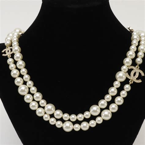 chanel pearl double strand necklace|Chanel inspired long pearl necklace.